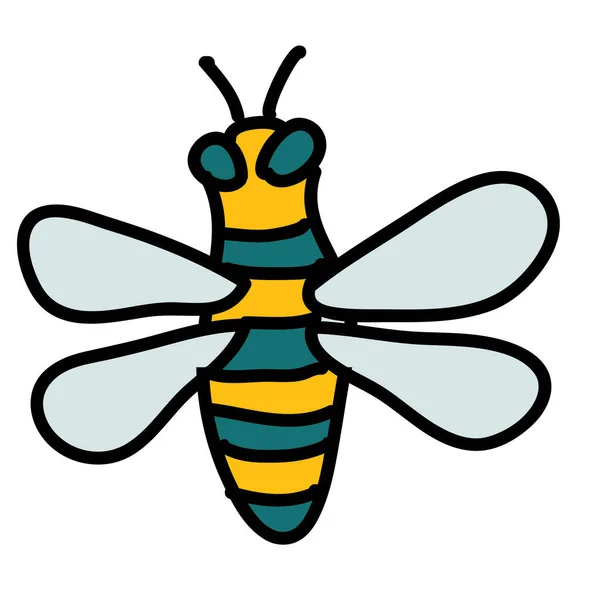 Animales Abeja Icono Error Estilo Handdrawn — Vector de stock