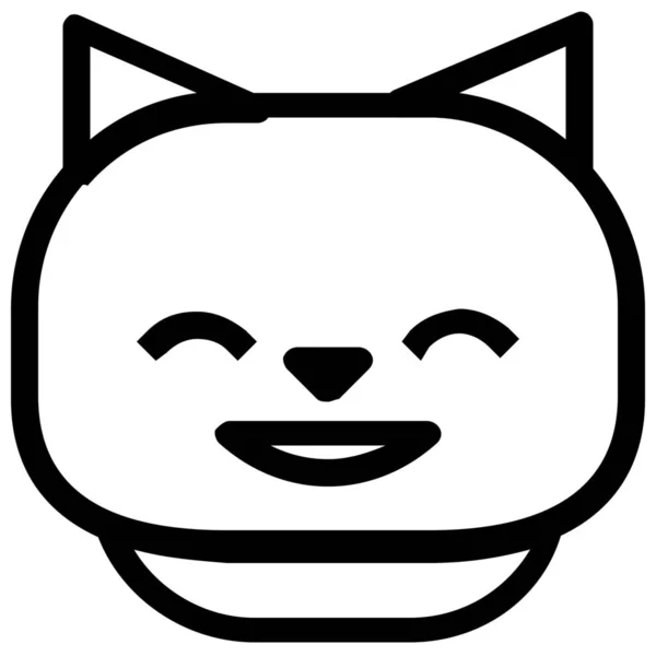 Katze Emoticon Lächeln Symbol Outline Stil — Stockvektor