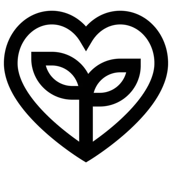 Иконка Сердечного Листа Стиле Абрис — стоковый вектор