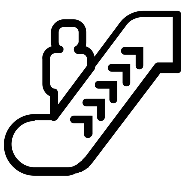 Ескалатор Сходи Вгору Значок Стилі Контур — стоковий вектор