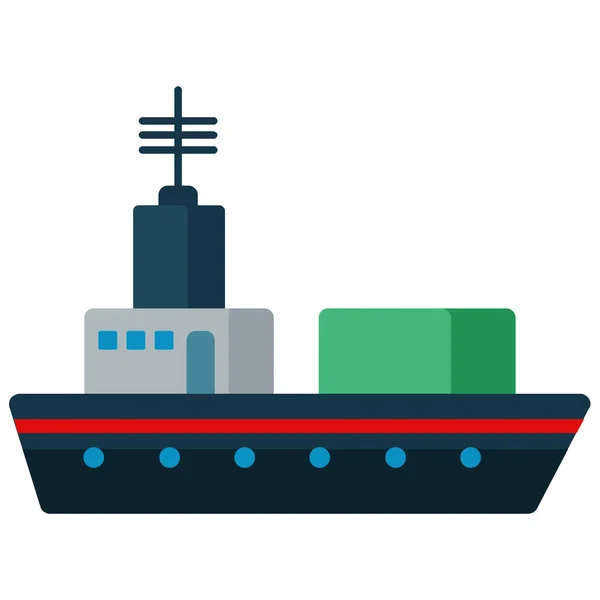 Schip Cruise Pictogram Platte Stijl — Stockvector