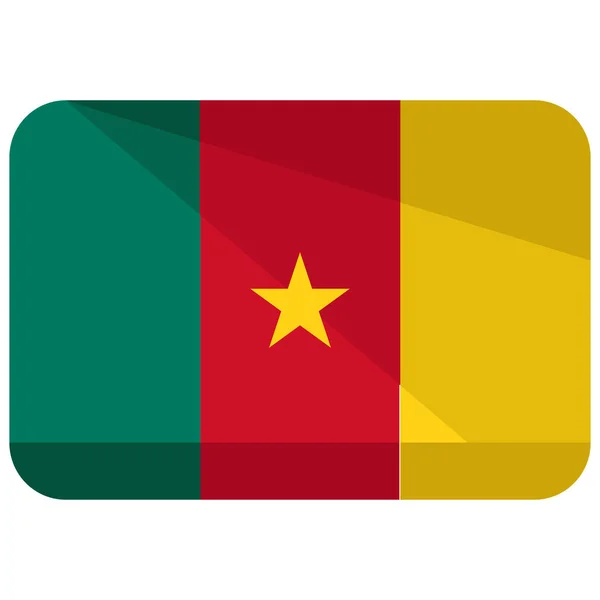 Icône Drapeau Pays Cameroon Dans Style Plat — Image vectorielle