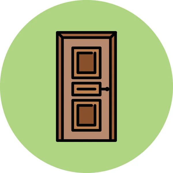 ドアの家具の家のアイコンを記入アウトラインスタイル — ストックベクタ