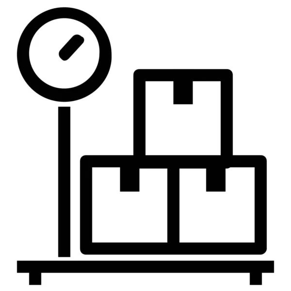 Icône Poids Balance Boîte Dans Style Contour — Image vectorielle