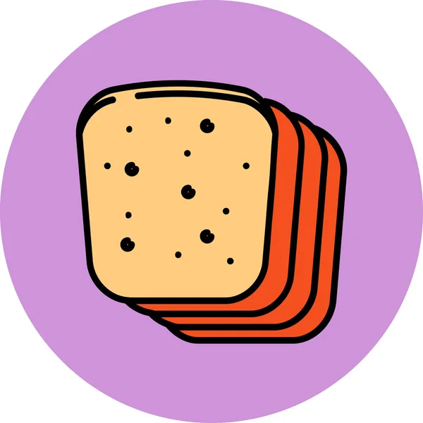 Bröd Frukost Skivor Ikon Fylld Kontur Stil — Stock vektor