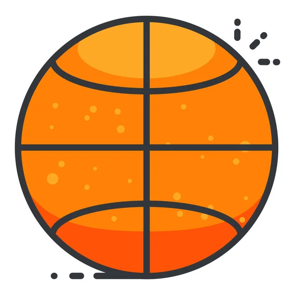 フルアウトラインスタイルのボールバスケットボール練習アイコン — ストックベクタ