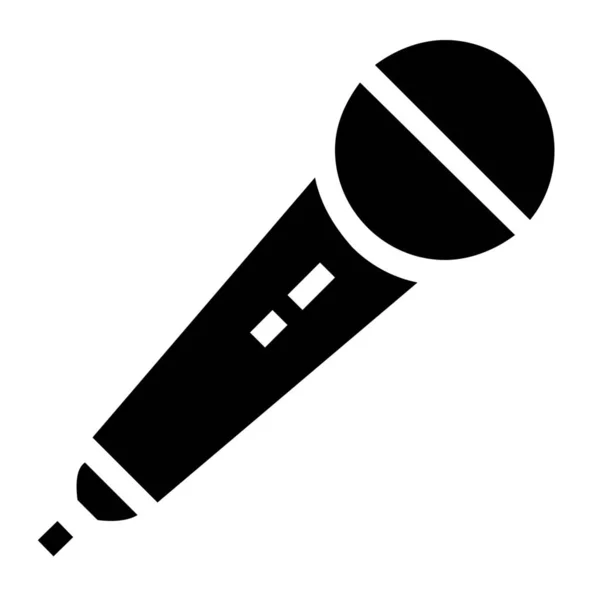 Ícone Áudio Gravação Microfone Estilo Sólido — Vetor de Stock