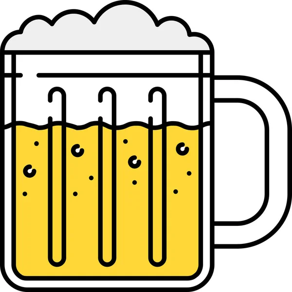 Alcool Bar Bière Icône Dans Style Contour Rempli — Image vectorielle