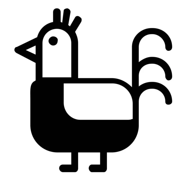 Animal Bird Chicken Icon Solid Style — Stock Vector
