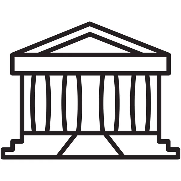 Budova Soudní Budovy Řecké Ikony Stylu Osnovy — Stockový vektor