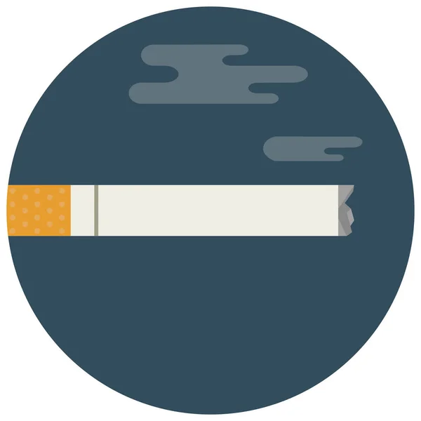 Zigarette Entzündete Rauch Ikone Flachen Stil — Stockvektor