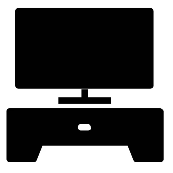 Televíziós Készülék Ikon Szilárd Stílusban — Stock Vector