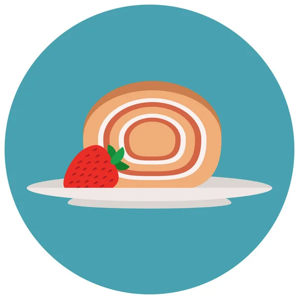 蛋糕草莓糖果图标为扁平风格 — 图库矢量图片
