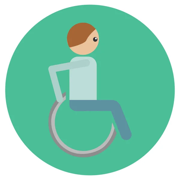 Handicap Roues Icône Hôpital Dans Style Plat — Image vectorielle