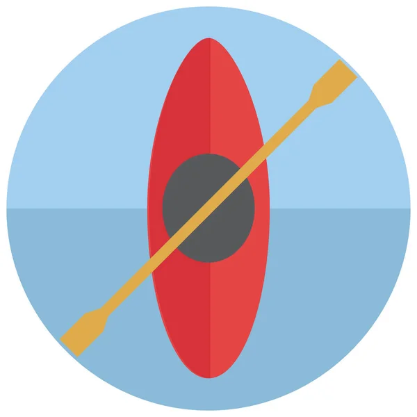 Kayak Lake Paddle Icon Flat Style — Stock Vector