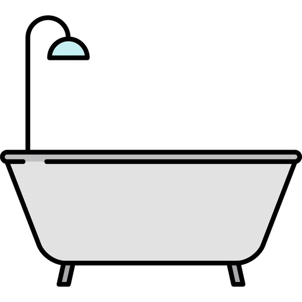 Koupelna Vana Vybavení Ikona Vyplněném Obrysu Stylu — Stockový vektor