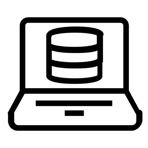 Εικονίδιο Διακομιστή Laptop Βάσης Δεδομένων Στυλ Περίγραμμα — Διανυσματικό Αρχείο
