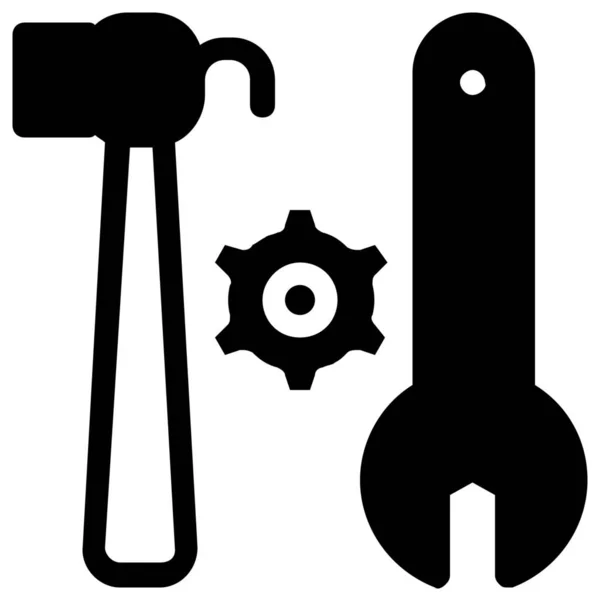 Configuration Hammer Options Icon Solid Style — Stock Vector