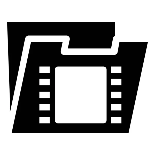 Ordner Medien Video Symbol Solid Stil — Stockvektor