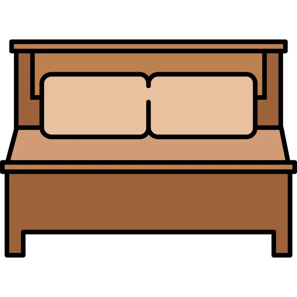 Bed Double Fabric Icon Filled Outline Style — Stock Vector