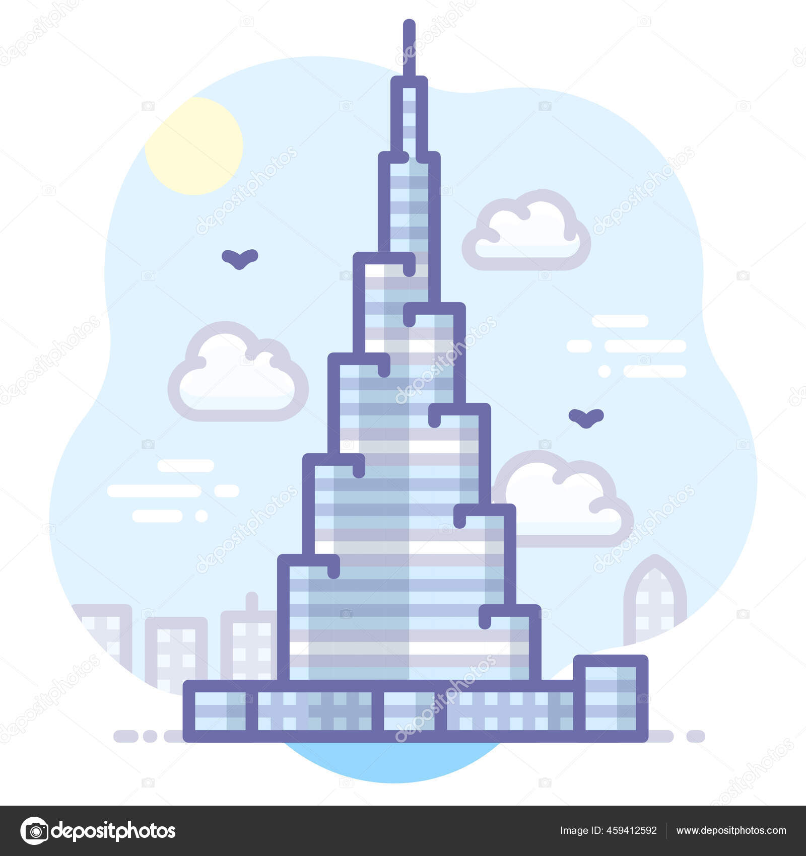Burj khalifa outline icon Vector Art Stock Images | Depositphotos
