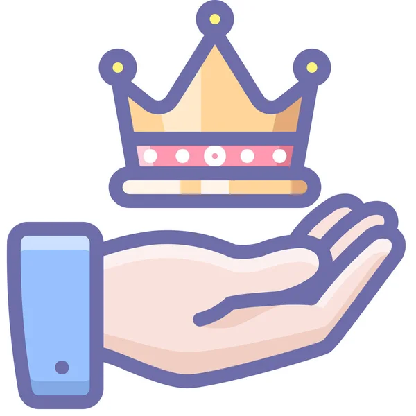 Care Crown Hand Icon Filled Outline Style — Stock Vector