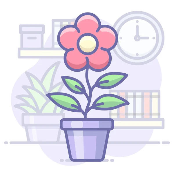 Flower Home Pot Icon Filled Outline Style — Stock Vector