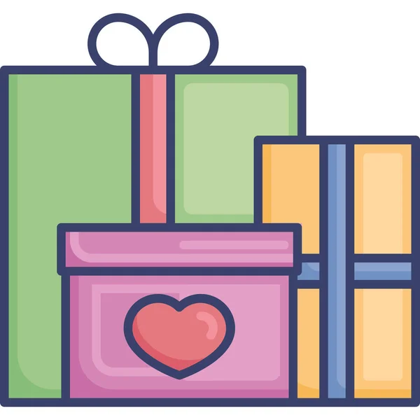 Caja Evento Icono Regalo Categoría Amor Romance — Archivo Imágenes Vectoriales