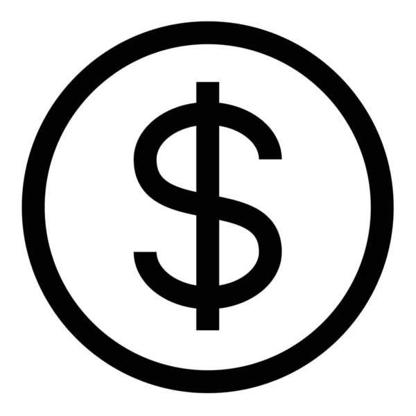 Munt Dollarteken Pictogram Contouren Stijl — Stockvector