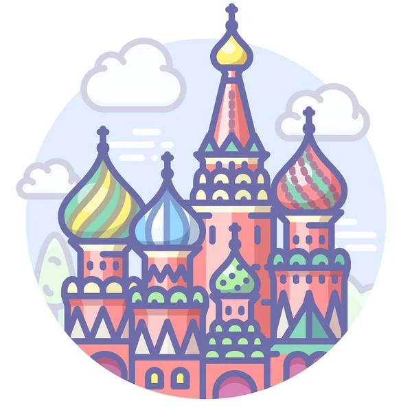 Basilic Église Moscou Icône Dans Style Contour Rempli — Image vectorielle