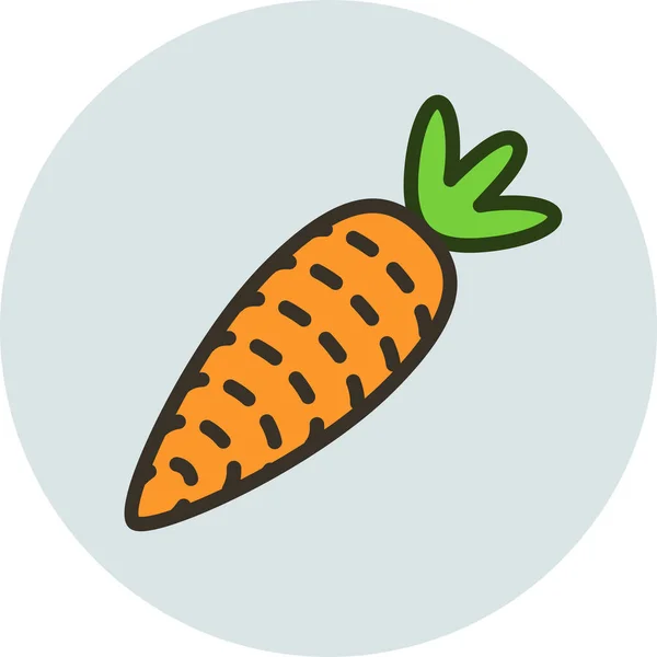 Comida Zanahoria Icono Vegetal Estilo Contorno Lleno — Vector de stock