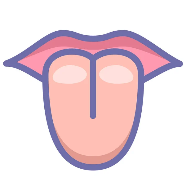 Anatomi Ikon Lidah Mulut Dalam Gaya Pinggiran Yang Diisi - Stok Vektor
