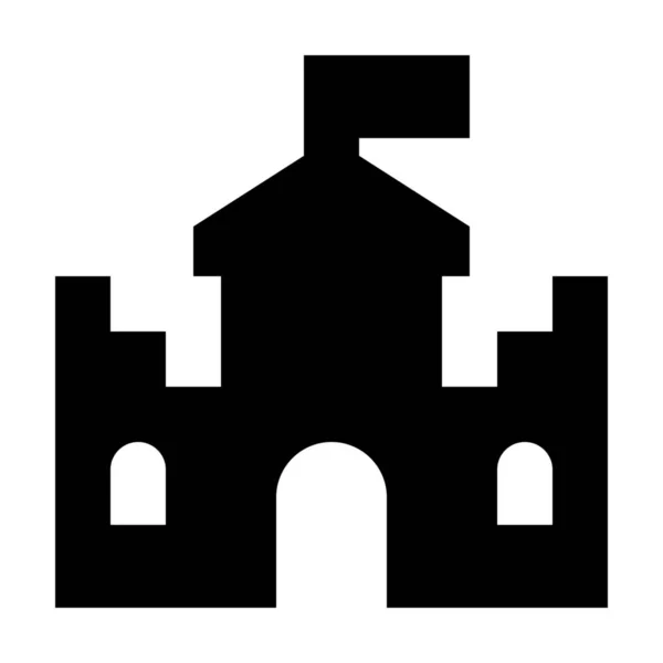 Slott Fästning Medieveal Ikon Fast Stil — Stock vektor