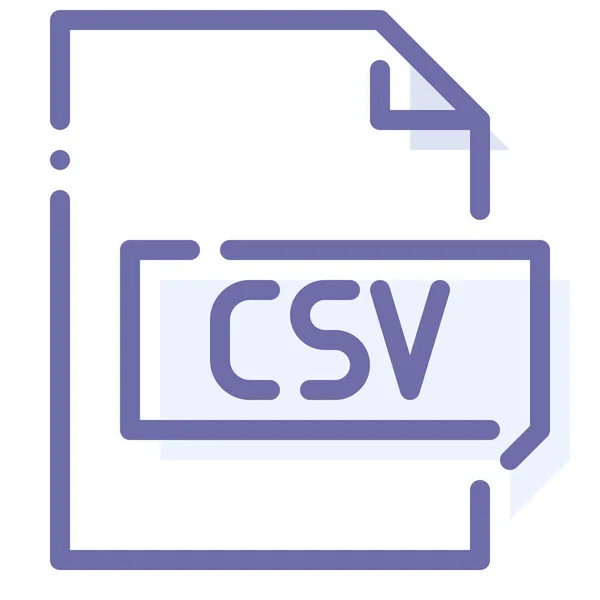 Icona Del File Estensione Csv Stile Contorno Riempito — Vettoriale Stock