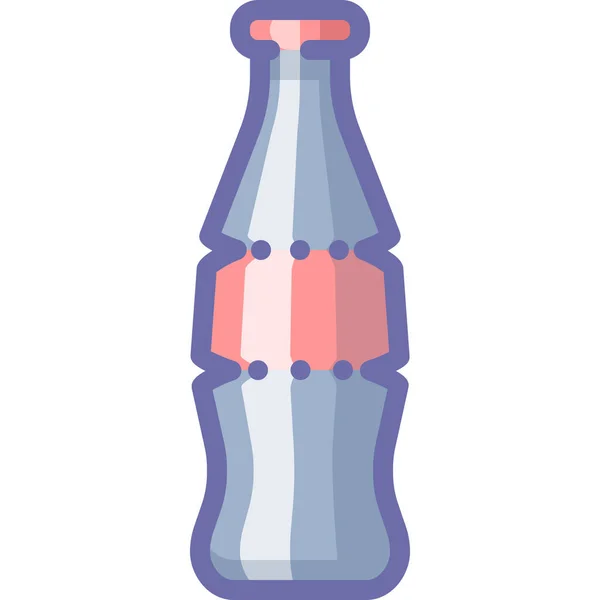 Botella Cola Icono Vidrio Estilo Contorno Lleno — Vector de stock