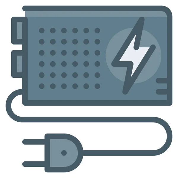 Battery Power Source Icon Filled Outline Style — Archivo Imágenes Vectoriales
