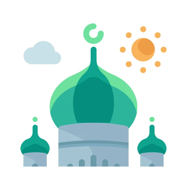 Islamische Moschee Muslimische Ikone Flachen Stil — Stockvektor