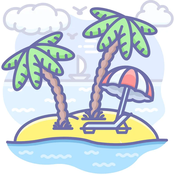 Beach Holiday Vacation Icon — Stock Vector