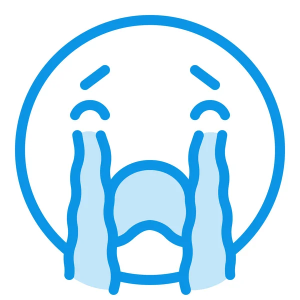 Pleurer Emoji Crier Fort Icône Dans Style Contour Rempli — Image vectorielle