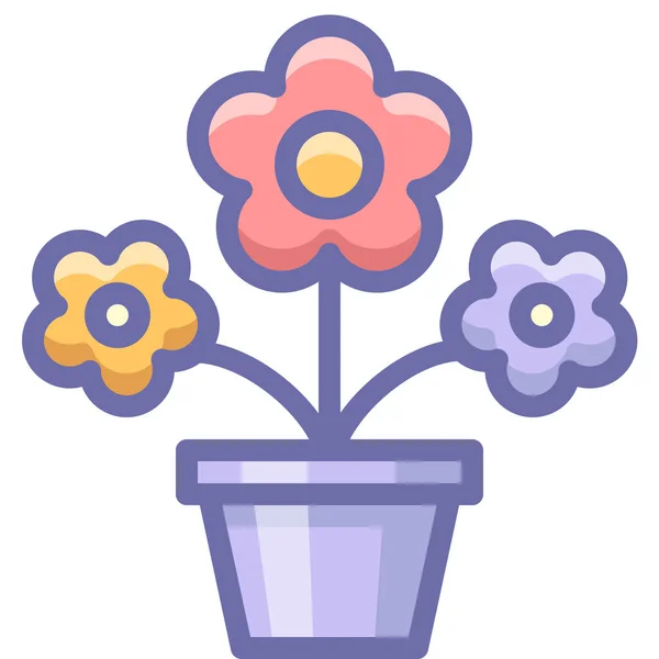 Kwiaty Pot Obecny Ikona Wypełnione Zarys Stylu — Wektor stockowy