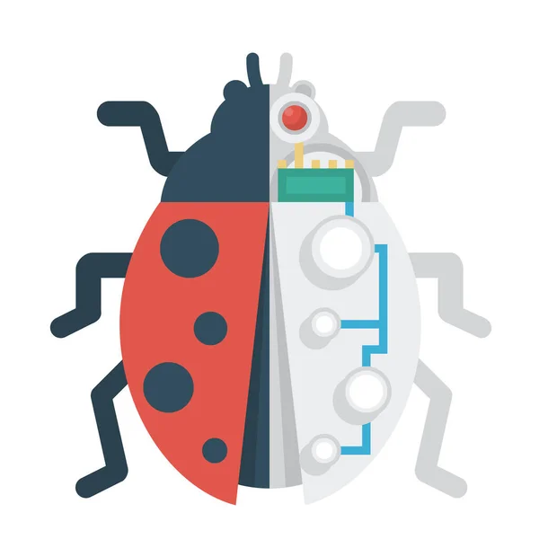 Icono Educación Insecto Escarabajo Estilo Plano — Vector de stock