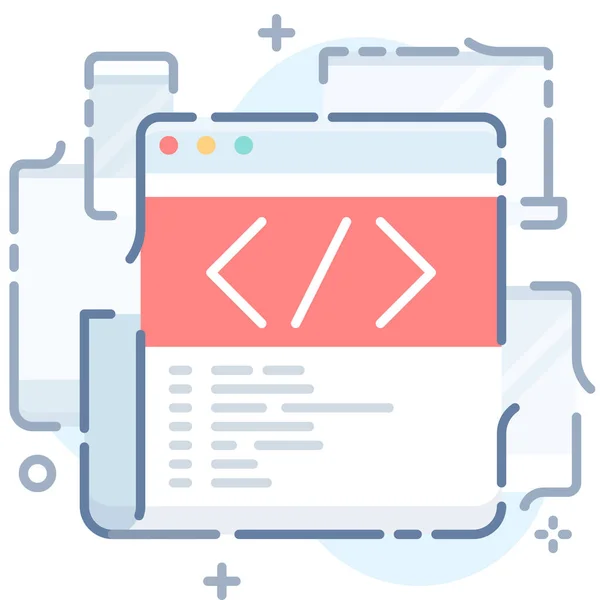 Code Html Icono Del Sitio Web Estilo Esquema Rellenado — Vector de stock