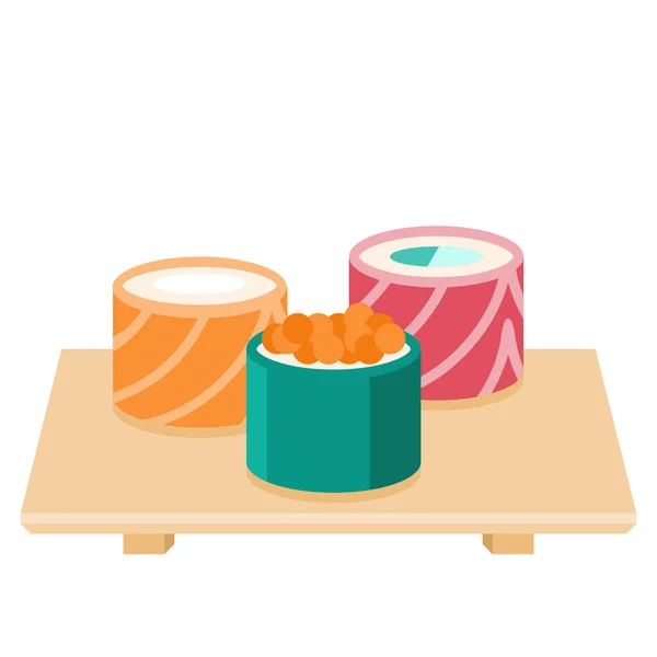Essen Japanische Essensrollen Symbol Flachem Stil — Stockvektor