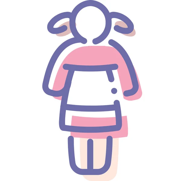 Poupée Fille Princesse Icône Dans Style Contour Rempli — Image vectorielle