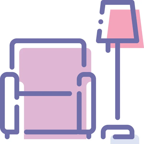 Sandalye Içi Lamba Simgesi Ile Doldurulmuş Dış Hat Biçimi — Stok Vektör