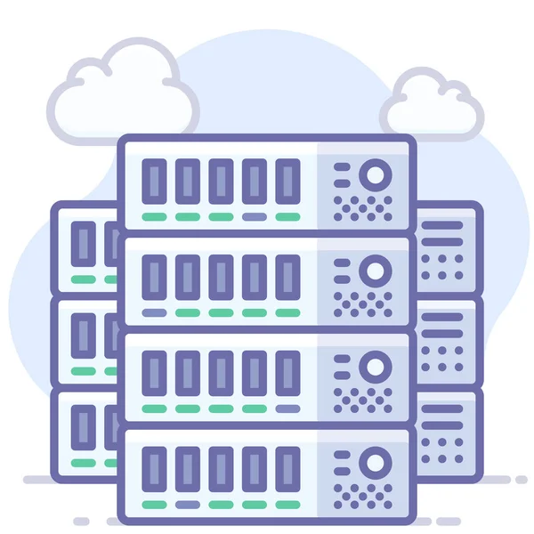 Cloud Hosting Icono Del Servidor Estilo Esquema Rellenado — Vector de stock