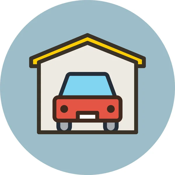 Auto Garage Ikone Ausgefüllten Umriss Stil — Stockvektor