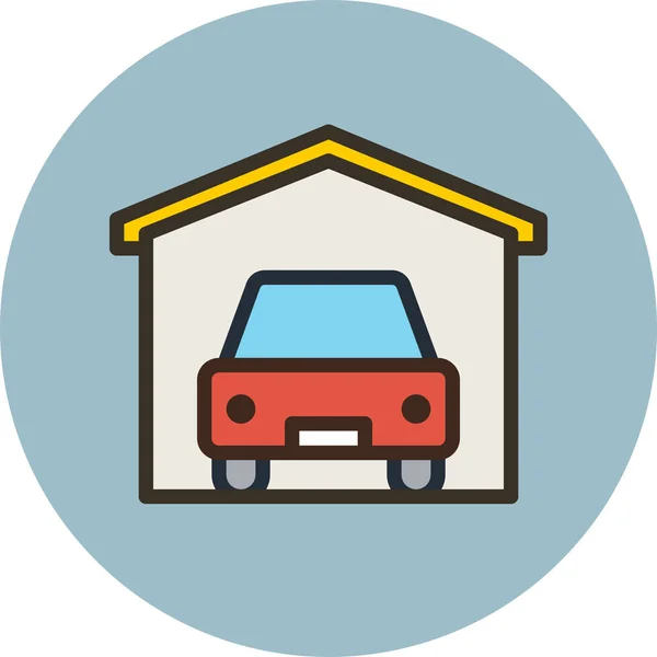 Auto Coche Icono Garaje Estilo Contorno Lleno — Vector de stock