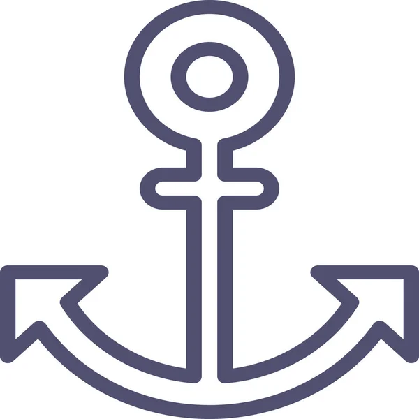 Anker Marine Nautische Ikone Outline Stil — Stockvektor