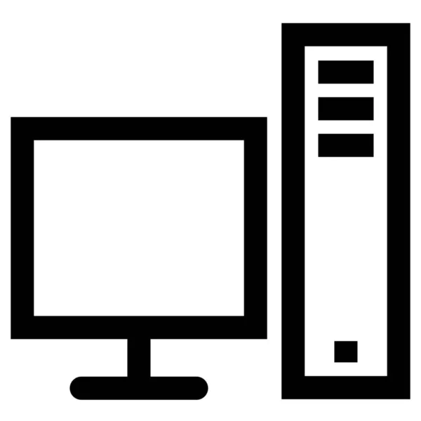 Workstation Computer Workplace Icon Outline Style — Stock Vector